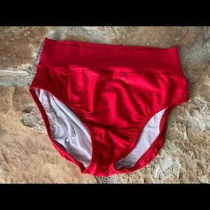 Red High-Waisted Bikini Bottoms